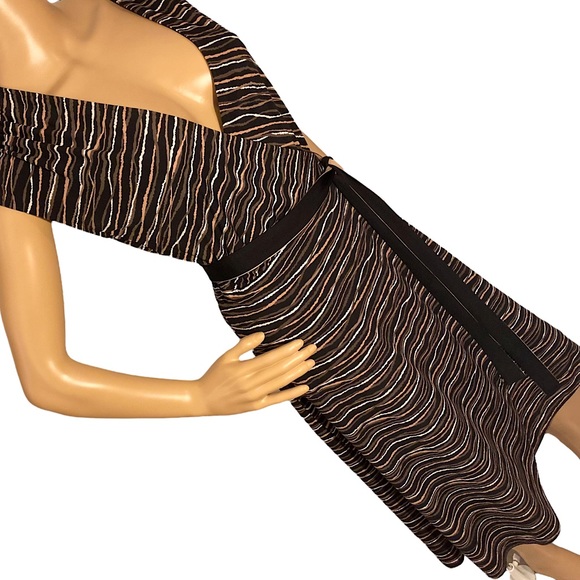 BCBGMAXAZRIA | BLACK & BROWN WRAP DRESS SZ S - Picture 4 of 15